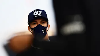 ABU DHABI, UNITED ARAB EMIRATES - DECEMBER 13: Pierre Gasly of France and Scuderia AlphaTauri looks