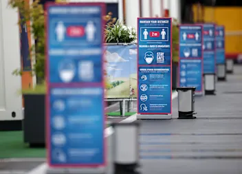 SPIELBERG, AUSTRIA - JULY 03: Social distancing measures are seen in the paddock before practice