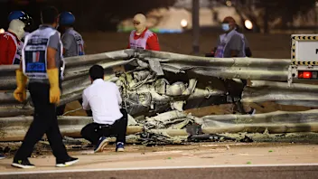 BAHRAIN, BAHRAIN - NOVEMBER 29: FIA Race Director Michael Masi inspects the damage to the track