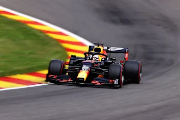 SPA, BELGIUM - AUGUST 29: Max Verstappen of the Netherlands driving the (33) Aston Martin Red Bull