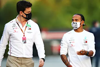 IMOLA, ITALY - OCTOBER 30: Lewis Hamilton of Great Britain and Mercedes GP and Mercedes GP