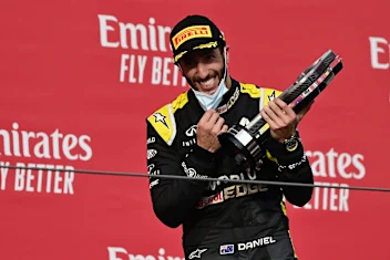 IMOLA, ITALY - NOVEMBER 01: Third placed Daniel Ricciardo of Australia and Renault Sport F1