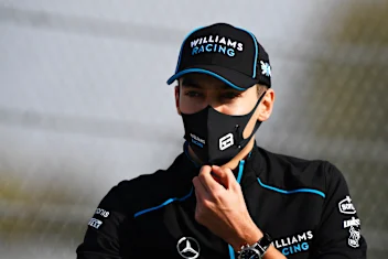 IMOLA, ITALY - OCTOBER 30: George Russell of Great Britain and Williams cycles the track during