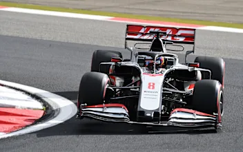 NUERBURG, GERMANY - OCTOBER 10: Romain Grosjean of France driving the (8) Haas F1 Team VF-20