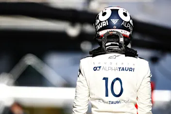 NUERBURG, GERMANY - OCTOBER 10: Pierre Gasly of France and Scuderia AlphaTauri walks in the Pitlane