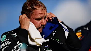 NUERBURG, GERMANY - OCTOBER 10: Pole position qualifier Valtteri Bottas of Finland and Mercedes GP