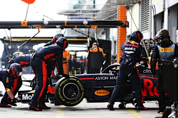 NUERBURG, GERMANY - OCTOBER 11: Alexander Albon of Thailand driving the (23) Aston Martin Red Bull