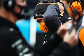 NUERBURG, GERMANY - OCTOBER 11: Carlos Sainz of Spain and McLaren F1 stands on the grid prior to