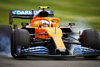 NORTHAMPTON, ENGLAND - JULY 31: Lando Norris of Great Britain driving the (4) McLaren F1 Team MCL35