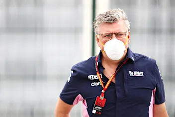 NORTHAMPTON, ENGLAND - AUGUST 01: Otmar Szafnauer, Team Principal and Chief Executive Officer of