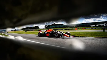 NORTHAMPTON, ENGLAND - AUGUST 01: Max Verstappen of the Netherlands driving the (33) Aston Martin