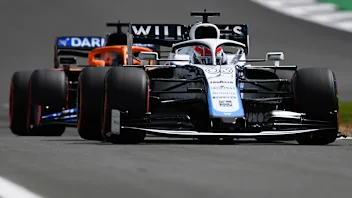 NORTHAMPTON, ENGLAND - AUGUST 01: George Russell of Great Britain driving the (63) Williams Racing