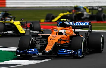 NORTHAMPTON, ENGLAND - AUGUST 02: Lando Norris of Great Britain driving the (4) McLaren F1 Team