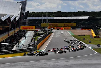 NORTHAMPTON, ENGLAND - AUGUST 02: Lewis Hamilton of Great Britain driving the (44) Mercedes AMG