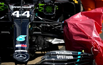 NORTHAMPTON, ENGLAND - AUGUST 02: The car of Lewis Hamilton of Great Britain and Mercedes GP is