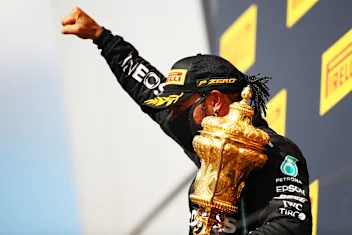 NORTHAMPTON, ENGLAND - AUGUST 02: Race winner Lewis Hamilton of Great Britain and Mercedes GP