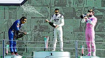 MONZA, ITALY - SEPTEMBER 06: Race winner Pierre Gasly of France and Scuderia AlphaTauri, second