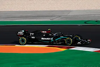 PORTIMAO, PORTUGAL - OCTOBER 24: Valtteri Bottas of Finland driving the (77) Mercedes AMG Petronas