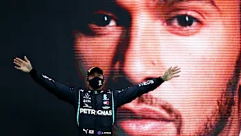 PORTIMAO, PORTUGAL - OCTOBER 25: Race winner Lewis Hamilton of Great Britain and Mercedes GP