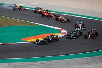 PORTIMAO, PORTUGAL - OCTOBER 25: Lewis Hamilton of Great Britain driving the (44) Mercedes AMG