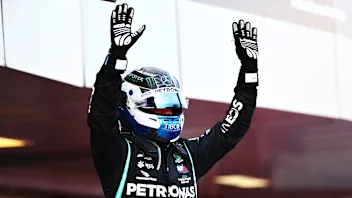 SOCHI, RUSSIA - SEPTEMBER 27: Race winner Valtteri Bottas of Finland and Mercedes GP celebrates in