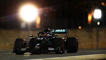 BAHRAIN, BAHRAIN - DECEMBER 04: George Russell of Great Britain driving the (63) Mercedes AMG