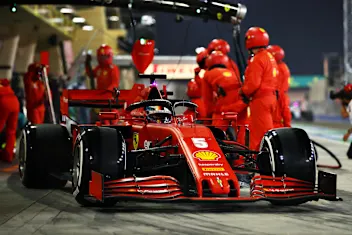 BAHRAIN, BAHRAIN - DECEMBER 06: Sebastian Vettel of Germany driving the (5) Scuderia Ferrari SF1000
