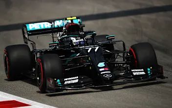 BARCELONA, SPAIN - AUGUST 14: Valtteri Bottas of Finland driving the (77) Mercedes AMG Petronas F1