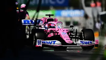 BARCELONA, SPAIN - AUGUST 14: Sergio Perez of Mexico driving the (11) Racing Point RP20 Mercedes in