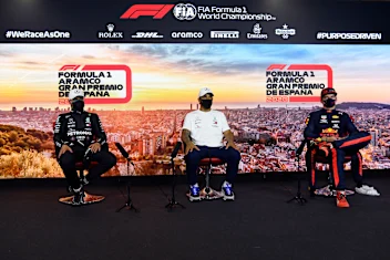 BARCELONA, SPAIN - AUGUST 15: (L-R) Second placed qualifier Valtteri Bottas of Finland and Mercedes