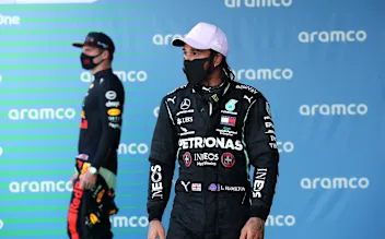 BARCELONA, SPAIN - AUGUST 16: Race winner Lewis Hamilton of Great Britain and Mercedes GP looks on