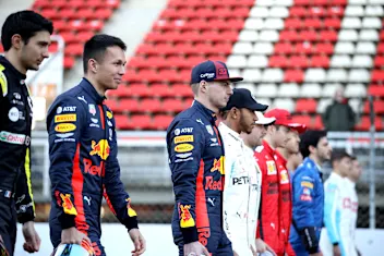 BARCELONA, SPAIN - FEBRUARY 19: Max Verstappen of Netherlands and Red Bull Racing walks as drivers