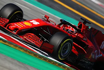 BARCELONA, SPAIN - FEBRUARY 28: Charles Leclerc of Monaco driving the (16) Scuderia Ferrari SF1000