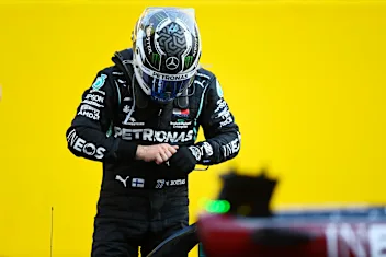 SCARPERIA, ITALY - SEPTEMBER 13: Second placed Valtteri Bottas of Finland and Mercedes GP looks on