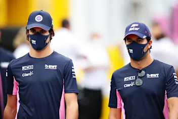 SCARPERIA, ITALY - SEPTEMBER 10: Lance Stroll of Canada and Racing Point and Sergio Perez of Mexico