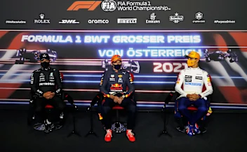 SPIELBERG, AUSTRIA - JULY 04: Race winner Max Verstappen of Netherlands and Red Bull Racing, Second