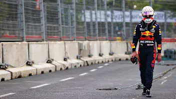 BAKU, AZERBAIJAN - JUNE 06: Max Verstappen of Netherlands and Red Bull Racing reacts as he walks