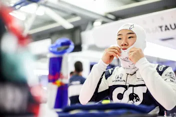 BAHRAIN, BAHRAIN - MARCH 26: Yuki Tsunoda of Scuderia AlphaTauri and Japan  during practice ahead