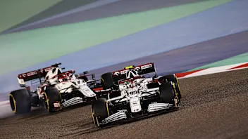BAHRAIN, BAHRAIN - MARCH 28: Antonio Giovinazzi of Italy driving the (99) Alfa Romeo Racing C41