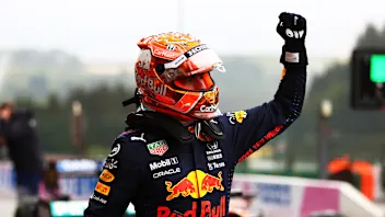 SPA, BELGIUM - AUGUST 28: Pole position qualifier Max Verstappen of Netherlands and Red Bull Racing