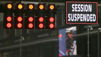 SPA, BELGIUM - AUGUST 29: The start of the race is delayed due to the weather during the F1 Grand