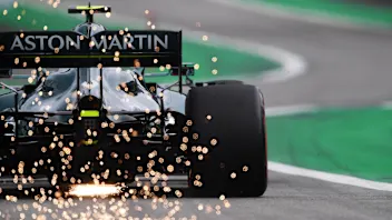 SAO PAULO, BRAZIL - NOVEMBER 12: Sebastian Vettel of Germany driving the (5) Aston Martin AMR21