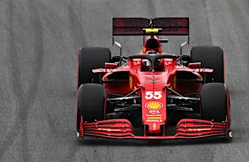 SAO PAULO, BRAZIL - NOVEMBER 12: Carlos Sainz of Spain driving the (55) Scuderia Ferrari SF21