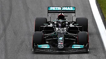 SAO PAULO, BRAZIL - NOVEMBER 12: Lewis Hamilton of Great Britain driving the (44) Mercedes AMG