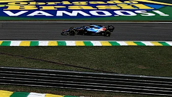 SAO PAULO, BRAZIL - NOVEMBER 13: Fernando Alonso of Spain driving the (14) Alpine A521 Renault