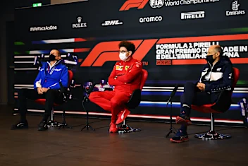 IMOLA, ITALY - APRIL 16: Haas F1 Team Principal Guenther Steiner, Scuderia Ferrari Team Principal