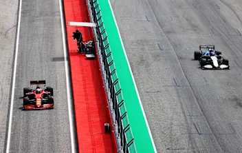 IMOLA, ITALY - APRIL 17: Charles Leclerc of Monaco driving the (16) Scuderia Ferrari SF21 in the