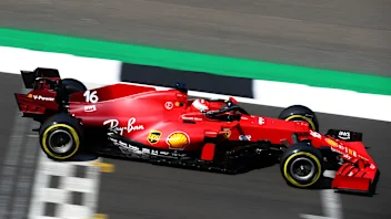 NORTHAMPTON, ENGLAND - JULY 16: Charles Leclerc of Monaco driving the (16) Scuderia Ferrari SF21