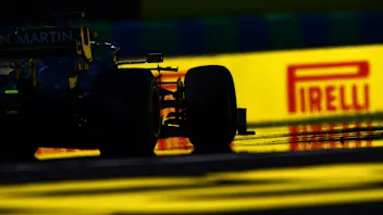 BUDAPEST, HUNGARY - JULY 30: Lance Stroll of Canada driving the (18) Aston Martin AMR21 Mercedes
