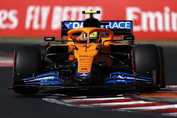 BUDAPEST, HUNGARY - JULY 31: Lando Norris of Great Britain driving the (4) McLaren F1 Team MCL35M